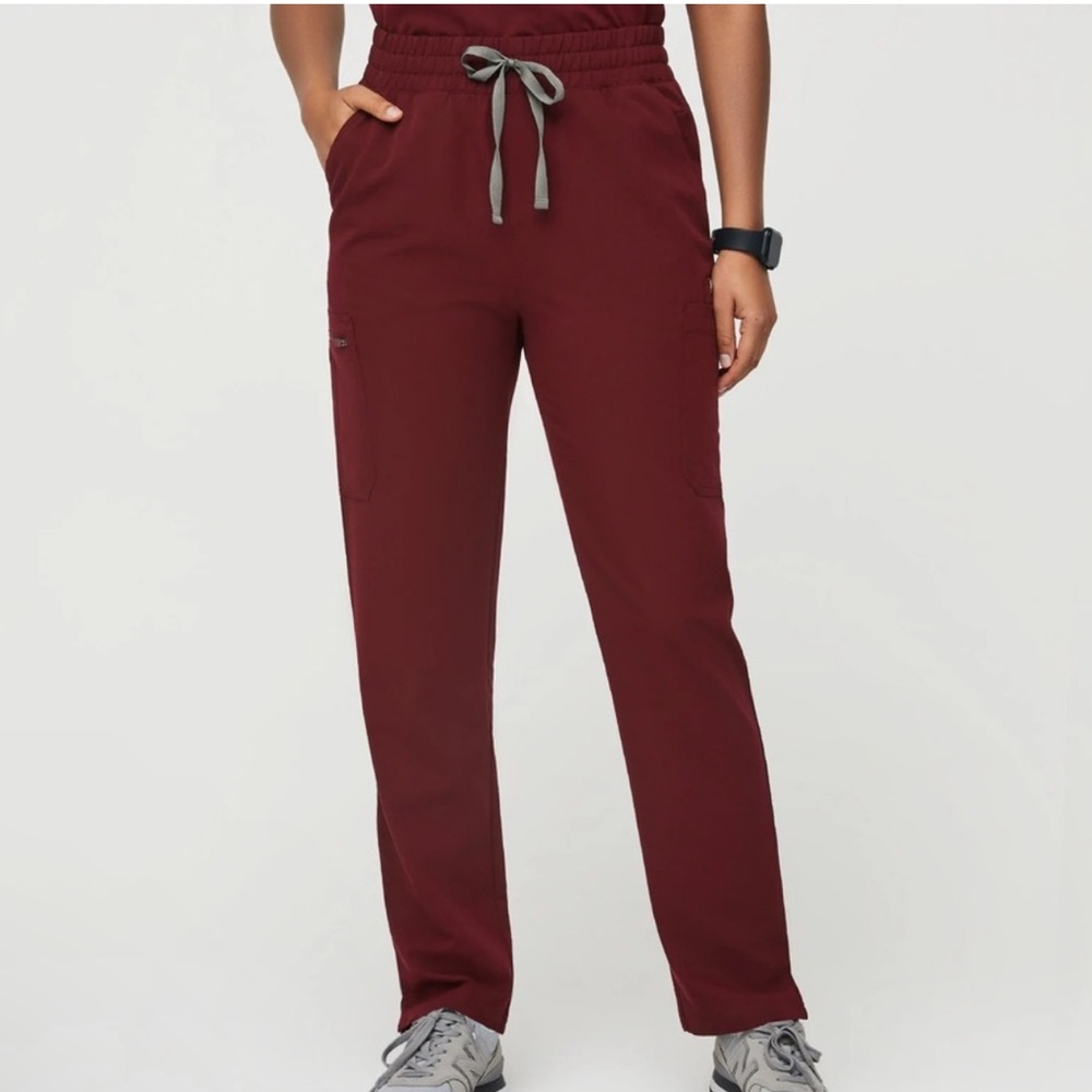 Figs Yola 1.0 high waisted scrub bottoms pants burgundy maroon size XS